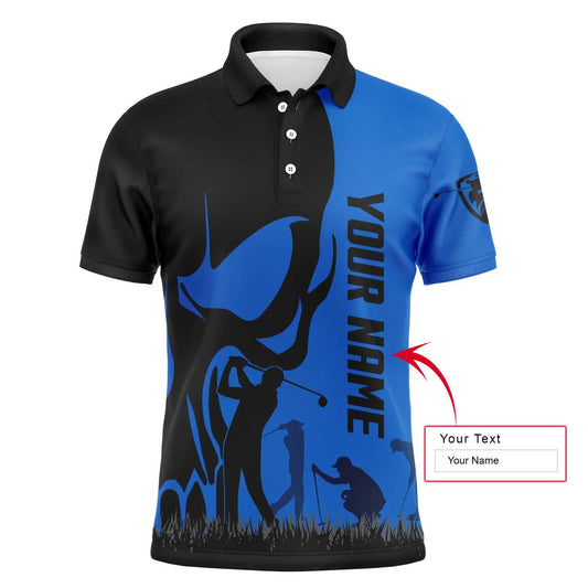 Golf Men Polo Shirt, Custom Name Skull Golf Ball Skin Apparel Men Golf Polo Shirt - Personalized Sports Gift For Men, Husband, Boyfriend, Golf Lovers - Amzanimalsgift