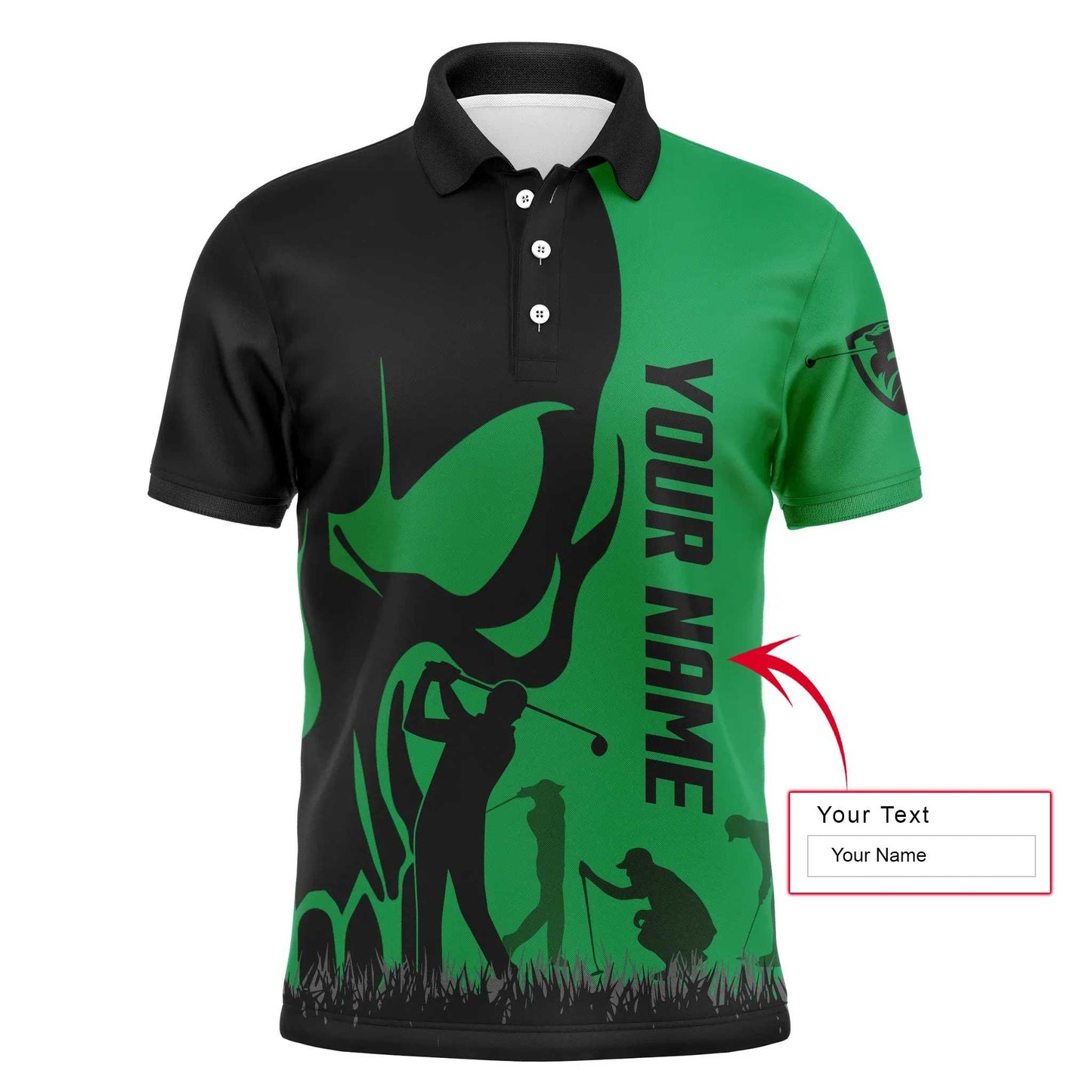 Golf Men Polo Shirt, Custom Name Skull Golf Ball Skin Apparel Men Golf Polo Shirt - Personalized Sports Gift For Men, Husband, Boyfriend, Golf Lovers - Amzanimalsgift