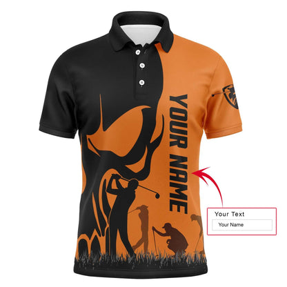 Golf Men Polo Shirt, Custom Name Skull Golf Ball Skin Apparel Men Golf Polo Shirt - Personalized Sports Gift For Men, Husband, Boyfriend, Golf Lovers - Amzanimalsgift