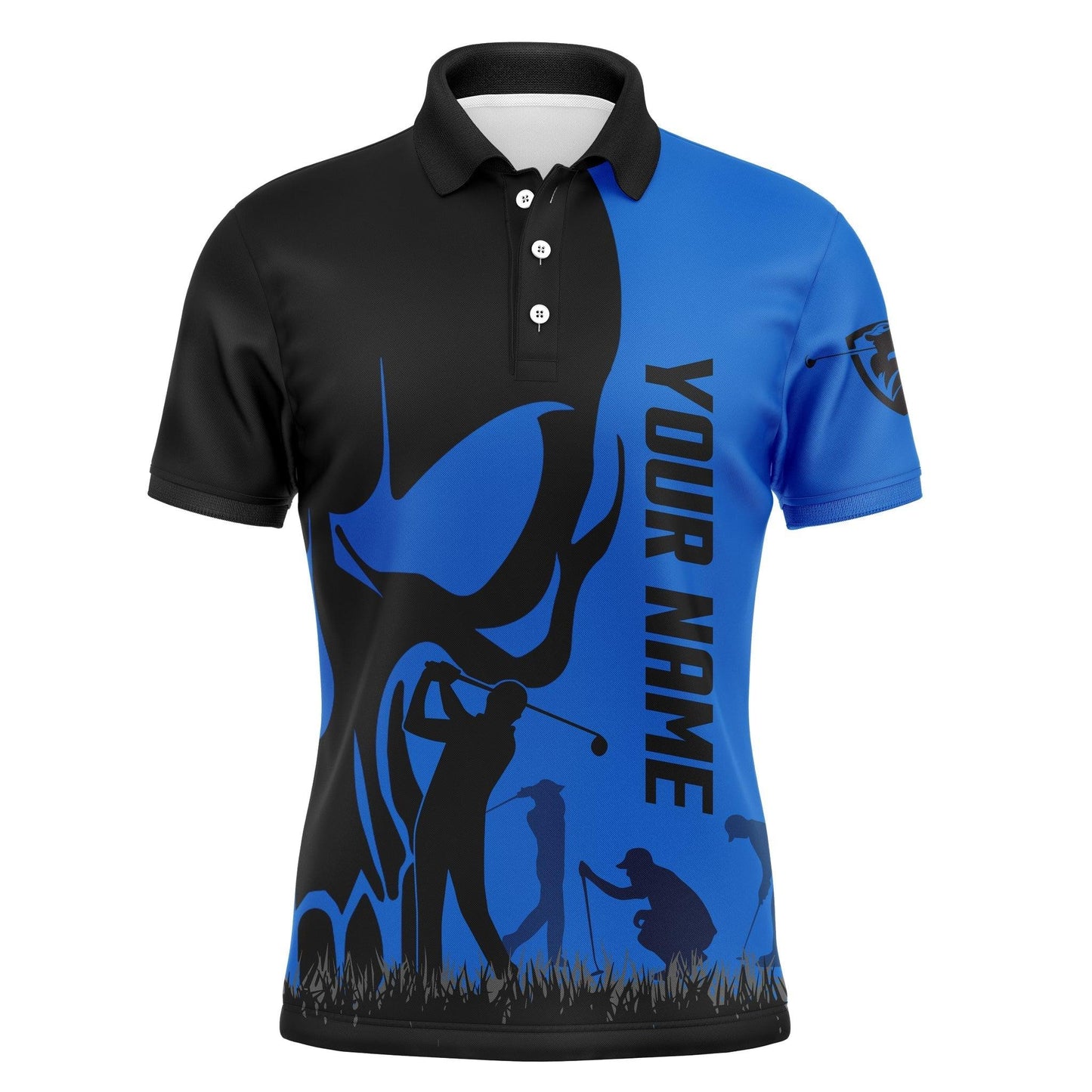 Golf Men Polo Shirt - Custom Name Skull Multicolor Apparel Men Polo Shirt - Perfect Polo Shirt For Men, Golfers - Amzanimalsgift