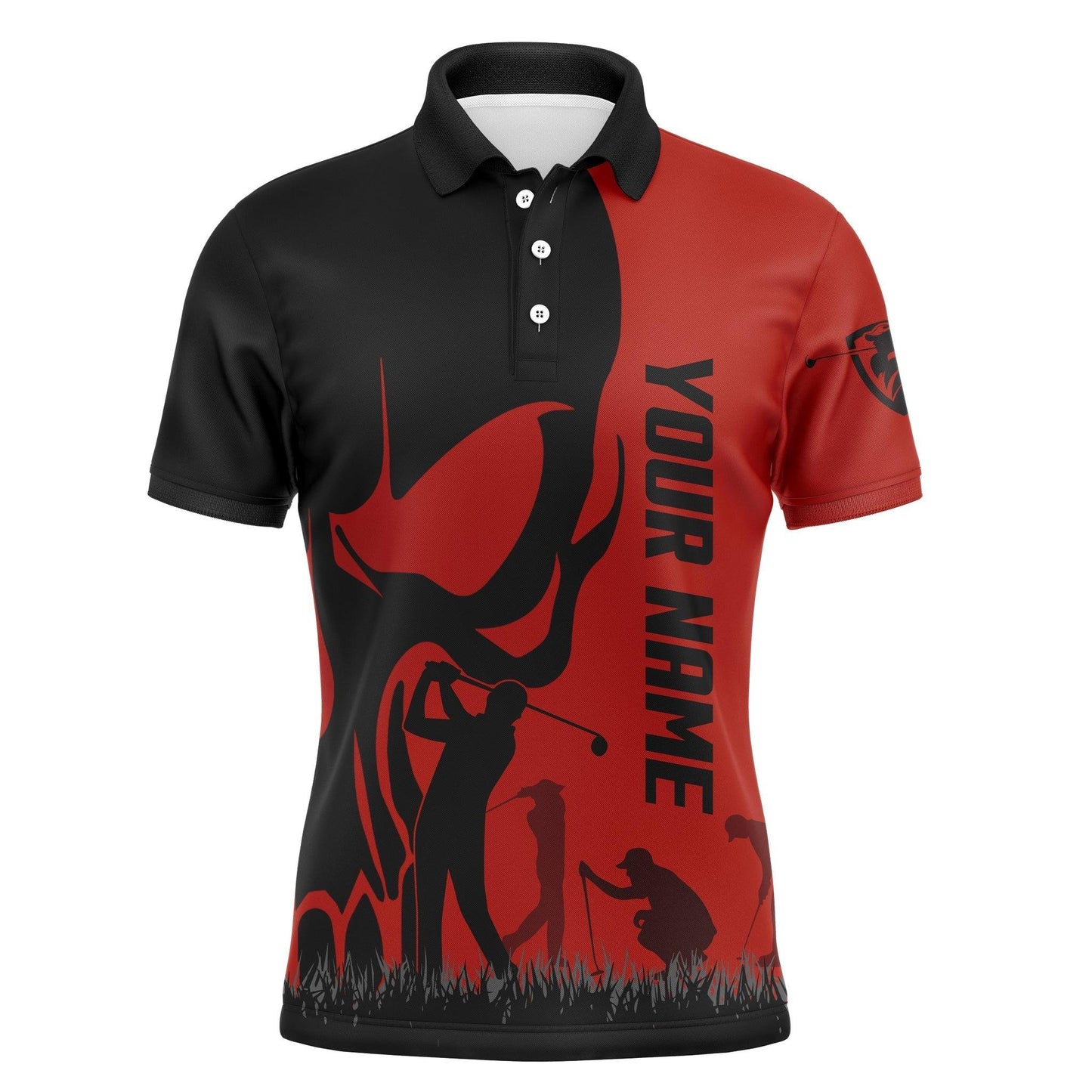 Golf Men Polo Shirt - Custom Name Skull Multicolor Apparel Men Polo Shirt - Perfect Polo Shirt For Men, Golfers - Amzanimalsgift