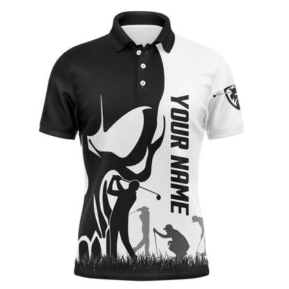 Golf Men Polo Shirt - Custom Name Skull Multicolor Apparel Men Polo Shirt - Perfect Polo Shirt For Men, Golfers - Amzanimalsgift