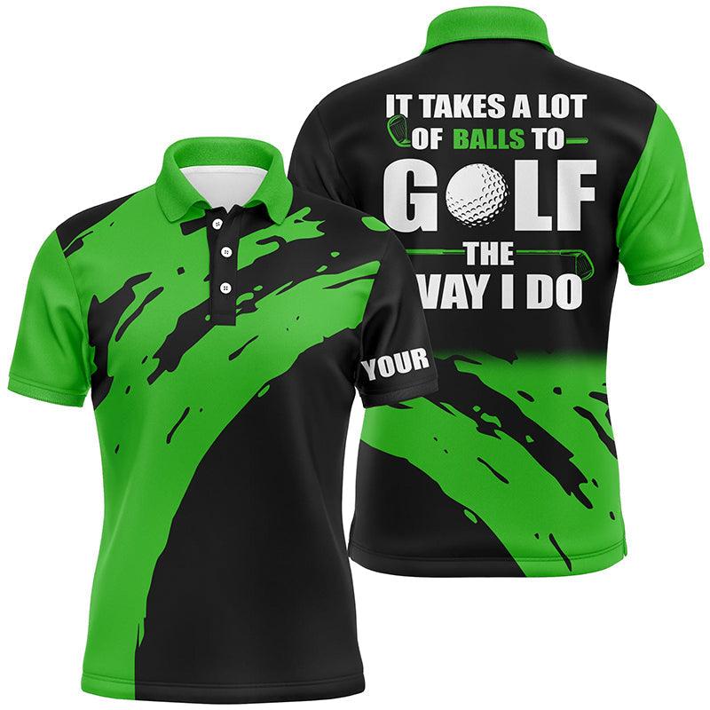 Golf Men Polo Shirt - Funny Custom Name Apparel,It Takes A Lot Of Balls To Golf The Way I Do Men Golf Polo Shirt - Perfect Polo Shirt For Men, Golfers - Amzanimalsgift