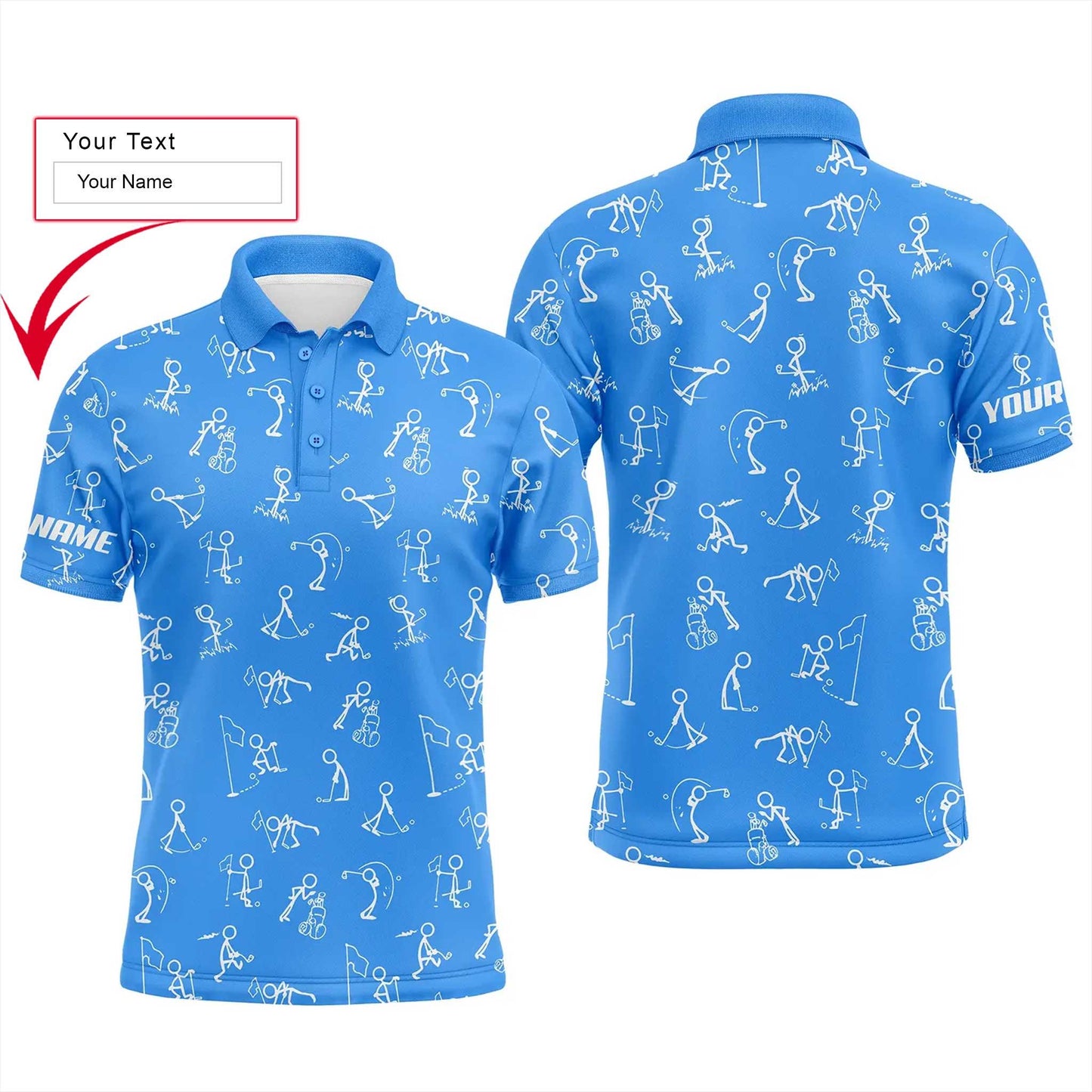 Golf Men Polo Shirt - Funny Golf Pattern Custom Name Multicolor Apparel - Personalized Gift For Golf Lover, Team, Husband, Boyfriend, Dad - Amzanimalsgift