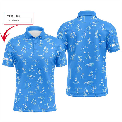 Golf Men Polo Shirt - Funny Golf Pattern Custom Name Multicolor Apparel - Personalized Gift For Golf Lover, Team, Husband, Boyfriend, Dad - Amzanimalsgift