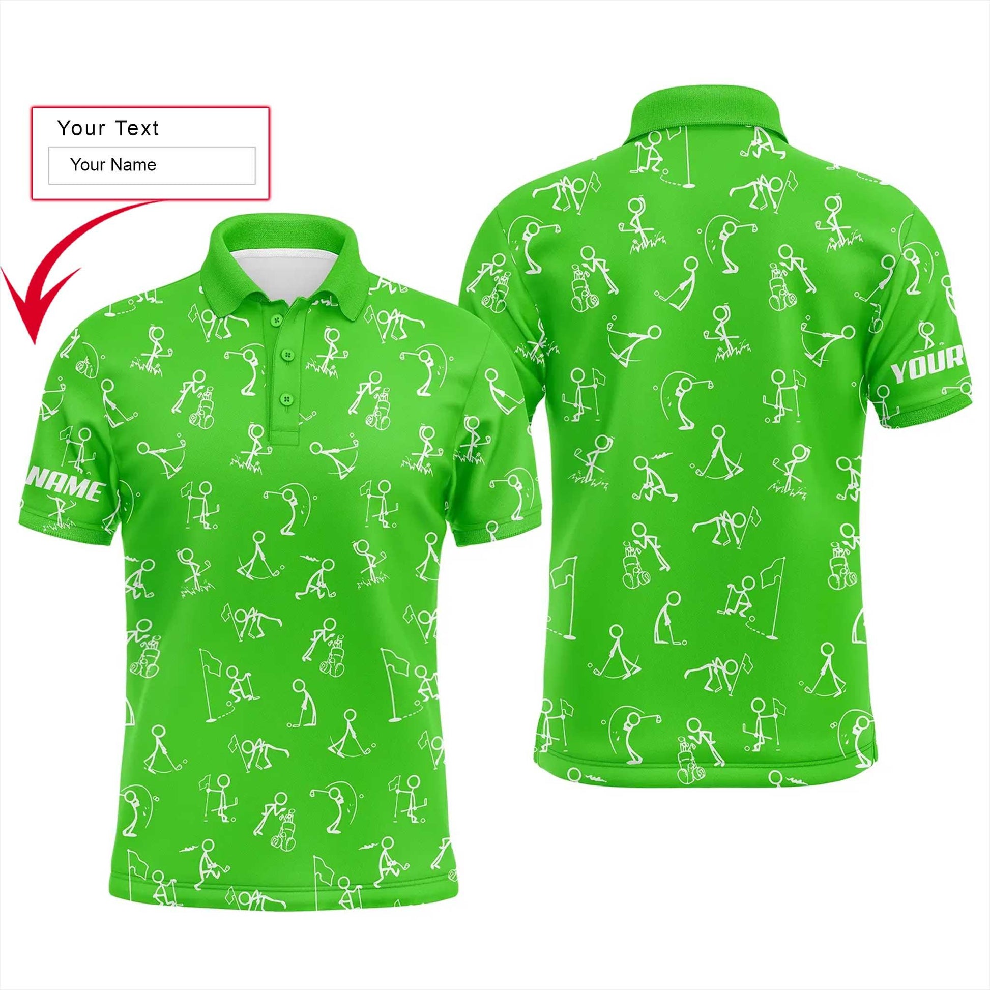 Golf Men Polo Shirt - Funny Golf Pattern Custom Name Multicolor Apparel - Personalized Gift For Golf Lover, Team, Husband, Boyfriend, Dad - Amzanimalsgift