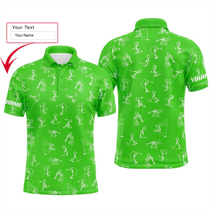 Golf Men Polo Shirt - Funny Golf Pattern Custom Name Multicolor Apparel - Personalized Gift For Golf Lover, Team, Husband, Boyfriend, Dad - Amzanimalsgift