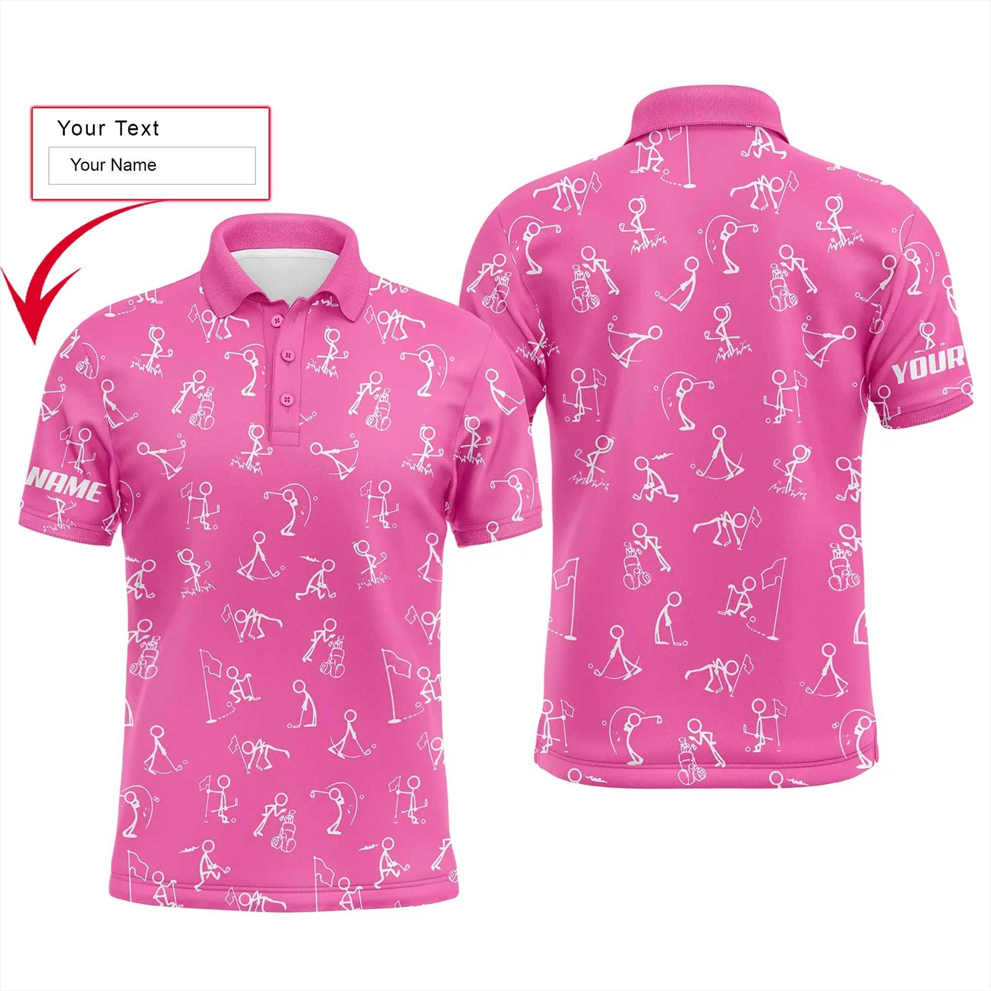 Golf Men Polo Shirt - Funny Golf Pattern Custom Name Multicolor Apparel - Personalized Gift For Golf Lover, Team, Husband, Boyfriend, Dad - Amzanimalsgift