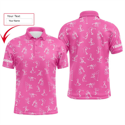 Golf Men Polo Shirt - Funny Golf Pattern Custom Name Multicolor Apparel - Personalized Gift For Golf Lover, Team, Husband, Boyfriend, Dad - Amzanimalsgift