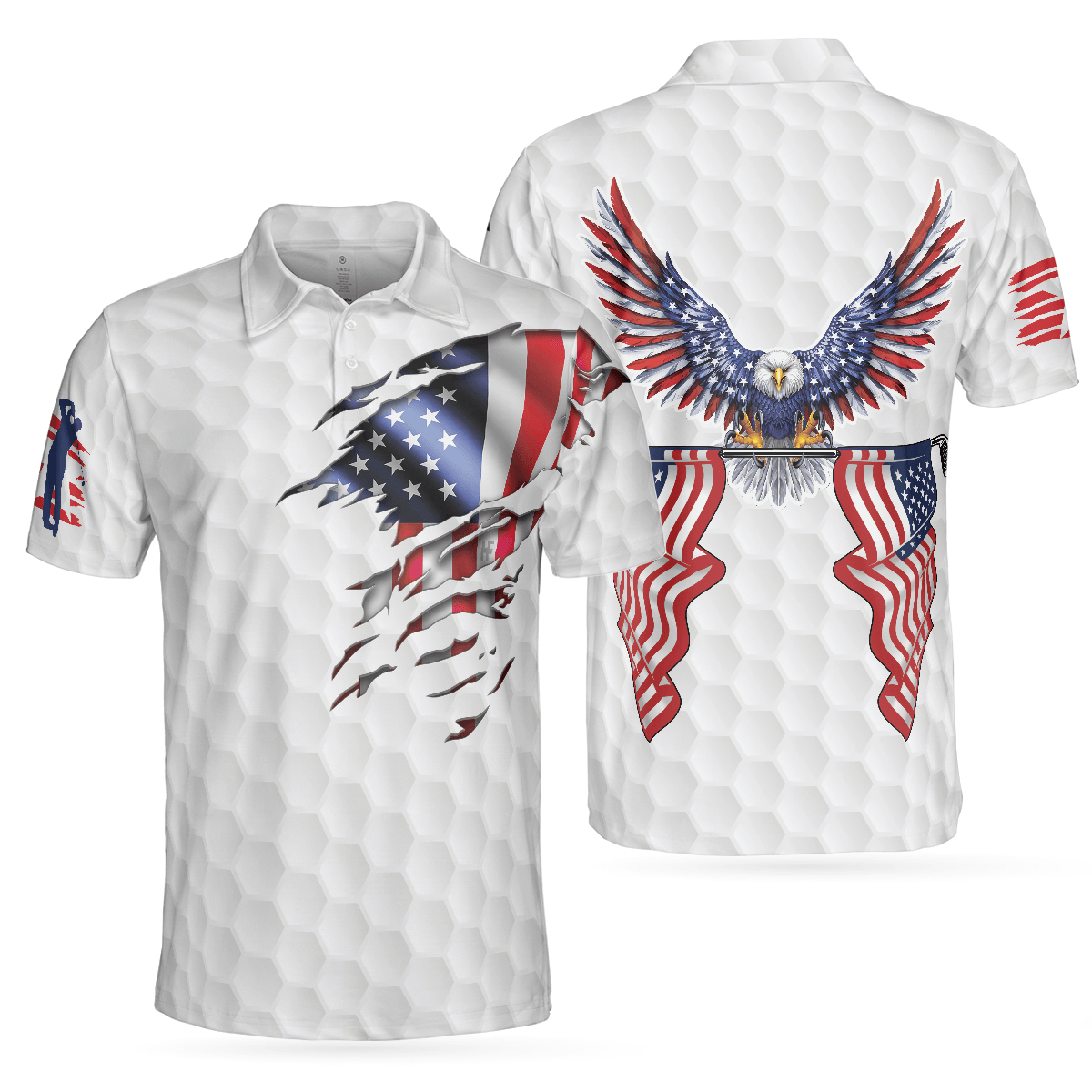 Golf Men Polo Shirt, Golf American Flag Polo Shirt, Patriotic Golf Shirt For Men - Best Gift For Golfers, Golf Lovers - Amzanimalsgift