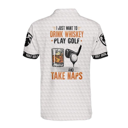 Golf Men Polo Shirt, Golf And Whiskey Polo Shirts For Men, American Flag Polo Shirts, Golf Pattern Men's Short Sleeve Polo Shirt - Amzanimalsgift