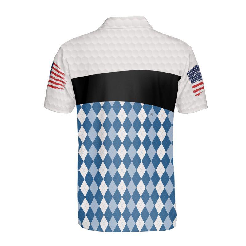 Golf Men Polo Shirt, Golf Argyle Pattern Polo Shirts For Men, American Flag Polo Shirts, Men's Golf Short Sleeve Polo Shirt - Amzanimalsgift