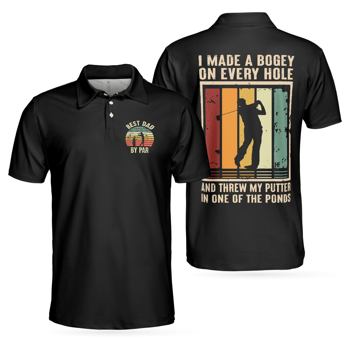 Golf Men Polo Shirt, Golf Best Dad By Par Polo Shirt, Black Golf Shirt With Sayings, Father's Day Gift For Men, Golfers, Golf Lovers - Amzanimalsgift