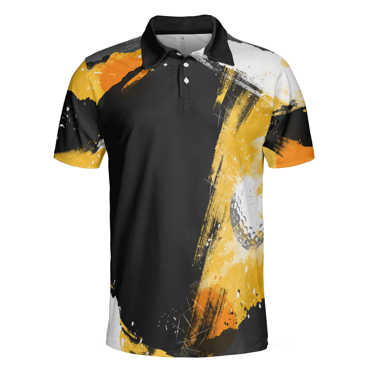 Golf Men Polo Shirt, Golf On Polo Shirt, Artistic Black and Gold Crayon Strokes Golf Polo Shirt For Men - Best Gift For Golfers, Golf Lovers - Amzanimalsgift