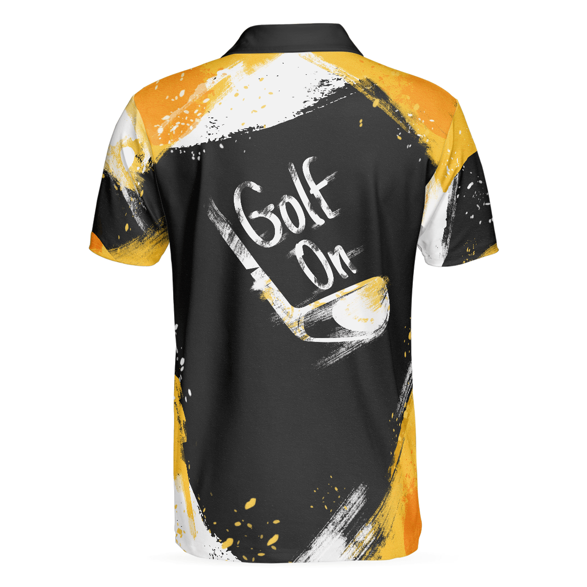 Golf Men Polo Shirt, Golf On Polo Shirt, Artistic Black and Gold Crayon Strokes Golf Polo Shirt For Men - Best Gift For Golfers, Golf Lovers - Amzanimalsgift