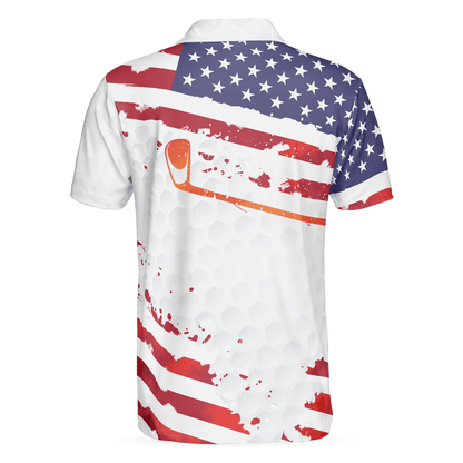 Golf Men Polo Shirt, Golf Swing Abstract with American Flag Independence Day Polo Shirts For Men, 4th Of July Gift For Golfers, Golf Team Lovers - Amzanimalsgift
