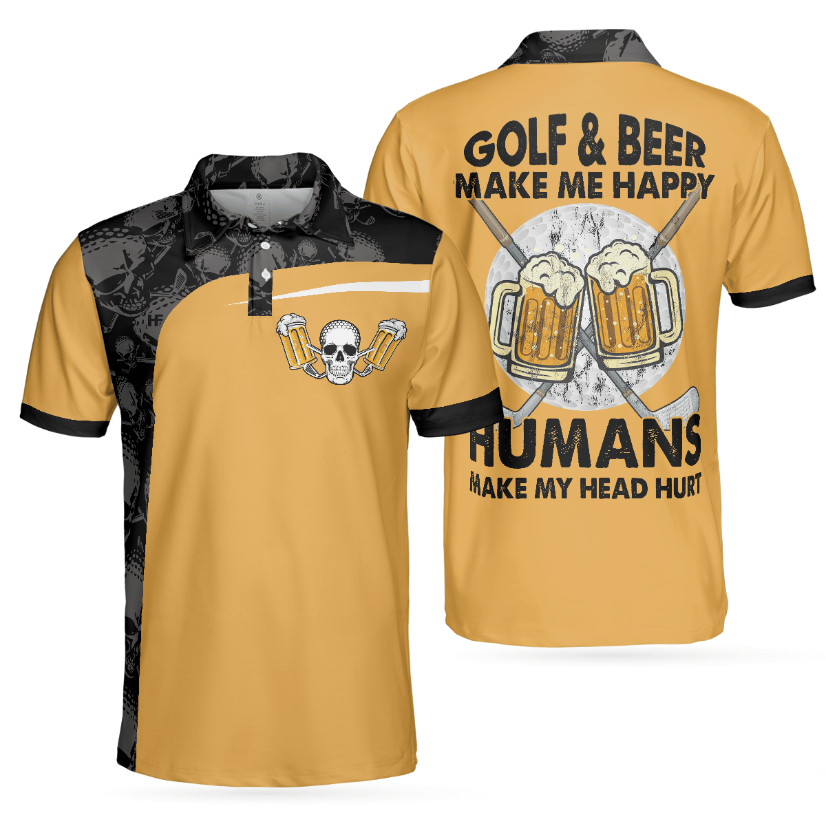 Golf Men Polo Shirt, Golf The Only Sport Where You Can Drink & Drive Polo Shirt, Skull Drinking Polo Shirt For Men, Golfers - Amzanimalsgift