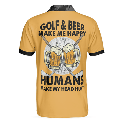 Golf Men Polo Shirt, Golf The Only Sport Where You Can Drink & Drive Polo Shirt, Skull Drinking Polo Shirt For Men, Golfers - Amzanimalsgift