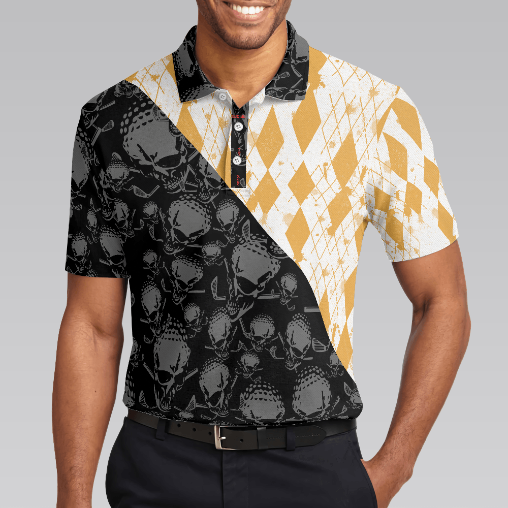 Golf Men Polo Shirt, Golf The Only Sport Where You Can Drink & Drive Polo Shirt, Skull Drinking Polo Shirt For Men, Golfers - Amzanimalsgift