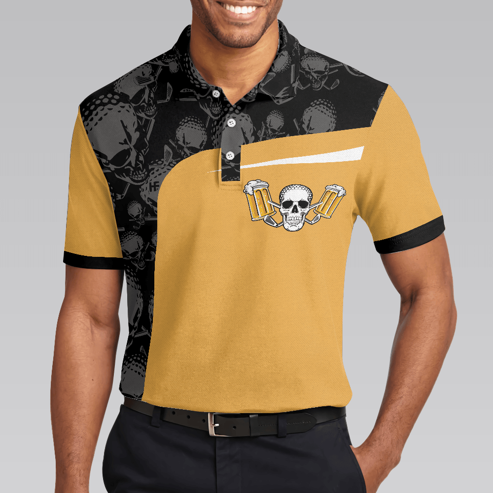 Golf Men Polo Shirt, Golf The Only Sport Where You Can Drink & Drive Polo Shirt, Skull Drinking Polo Shirt For Men, Golfers - Amzanimalsgift