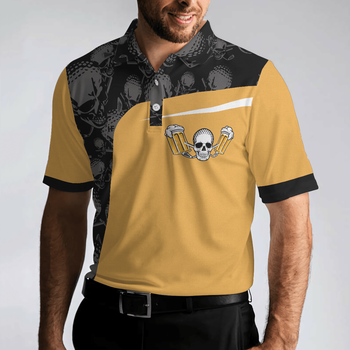 Golf Men Polo Shirt, Golf The Only Sport Where You Can Drink & Drive Polo Shirt, Skull Drinking Polo Shirt For Men, Golfers - Amzanimalsgift