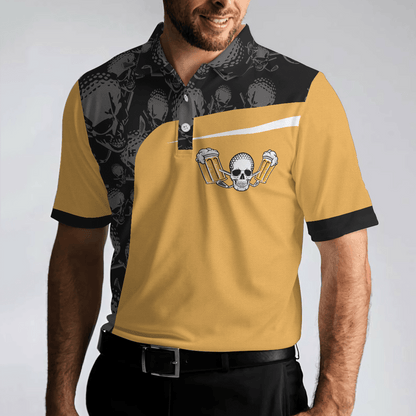 Golf Men Polo Shirt, Golf The Only Sport Where You Can Drink & Drive Polo Shirt, Skull Drinking Polo Shirt For Men, Golfers - Amzanimalsgift