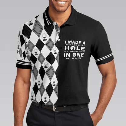 Golf Men Polo Shirt, I Made A Bogey On Every Hole Polo Shirt, Black And White Argyle Pattern Polo Shirt, Cool Golf Shirt For Men, Golfers - Amzanimalsgift