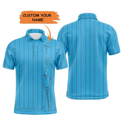 Golf Men Polo Shirt - Multicolor Stripe Pattern Custom Name Apparel - Personalized Gift For Golf Lover, Team, Male Players, Golfer - Amzanimalsgift