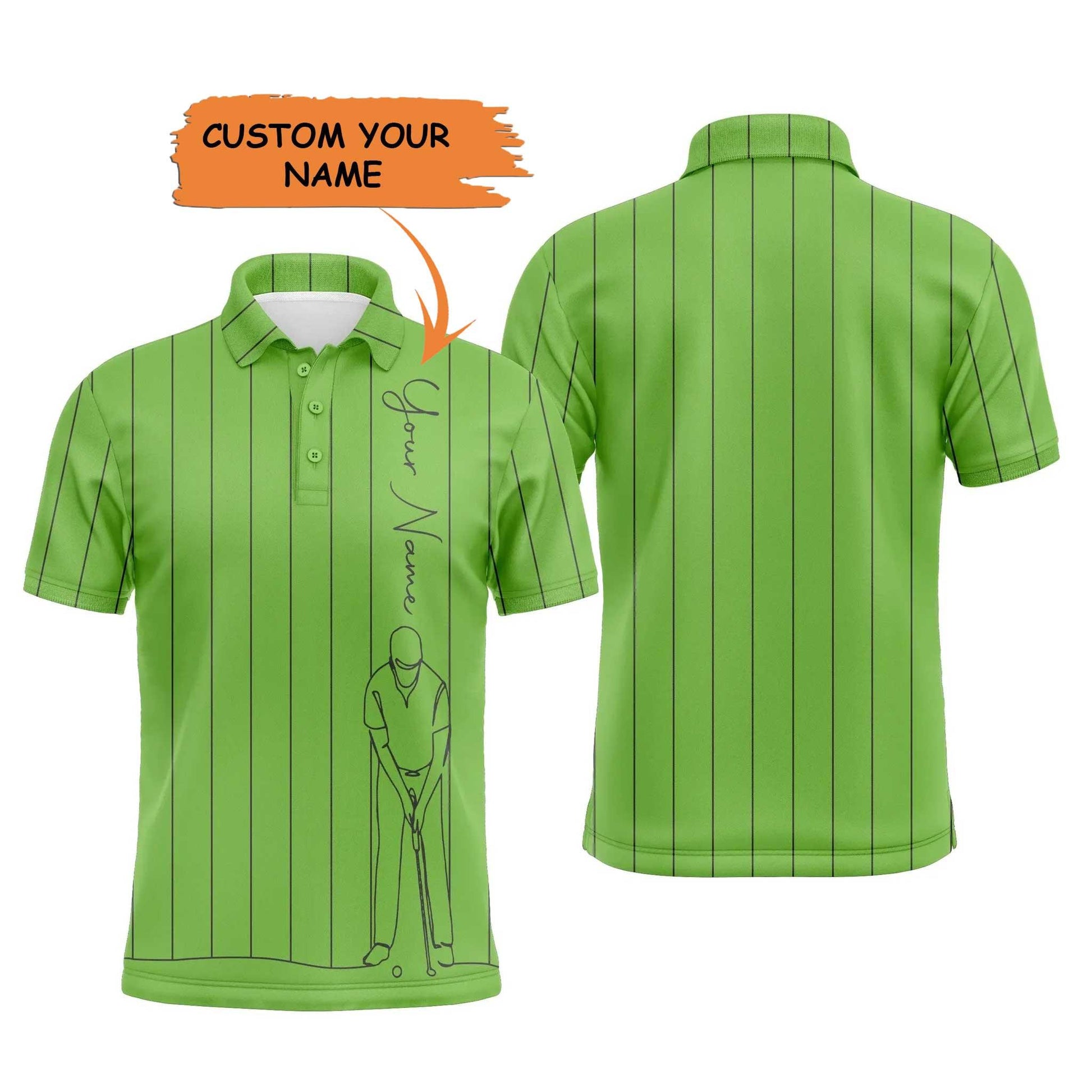 Golf Men Polo Shirt - Multicolor Stripe Pattern Custom Name Apparel - Personalized Gift For Golf Lover, Team, Male Players, Golfer - Amzanimalsgift