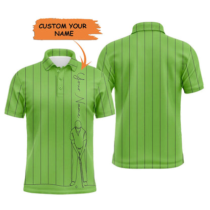 Golf Men Polo Shirt - Multicolor Stripe Pattern Custom Name Apparel - Personalized Gift For Golf Lover, Team, Male Players, Golfer - Amzanimalsgift