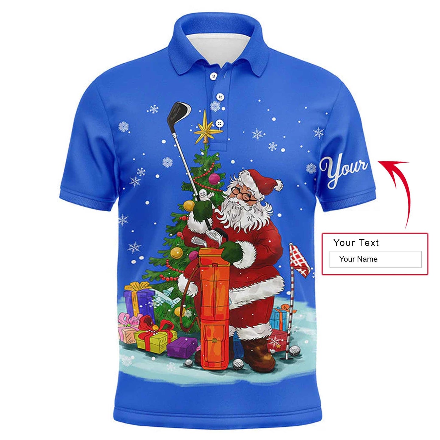 Golf Men Polo Shirt - Santa Golfer Christmas Custom Name Apparel - Personalized Gift For Golf Lover, Team, Husband, Men - Amzanimalsgift