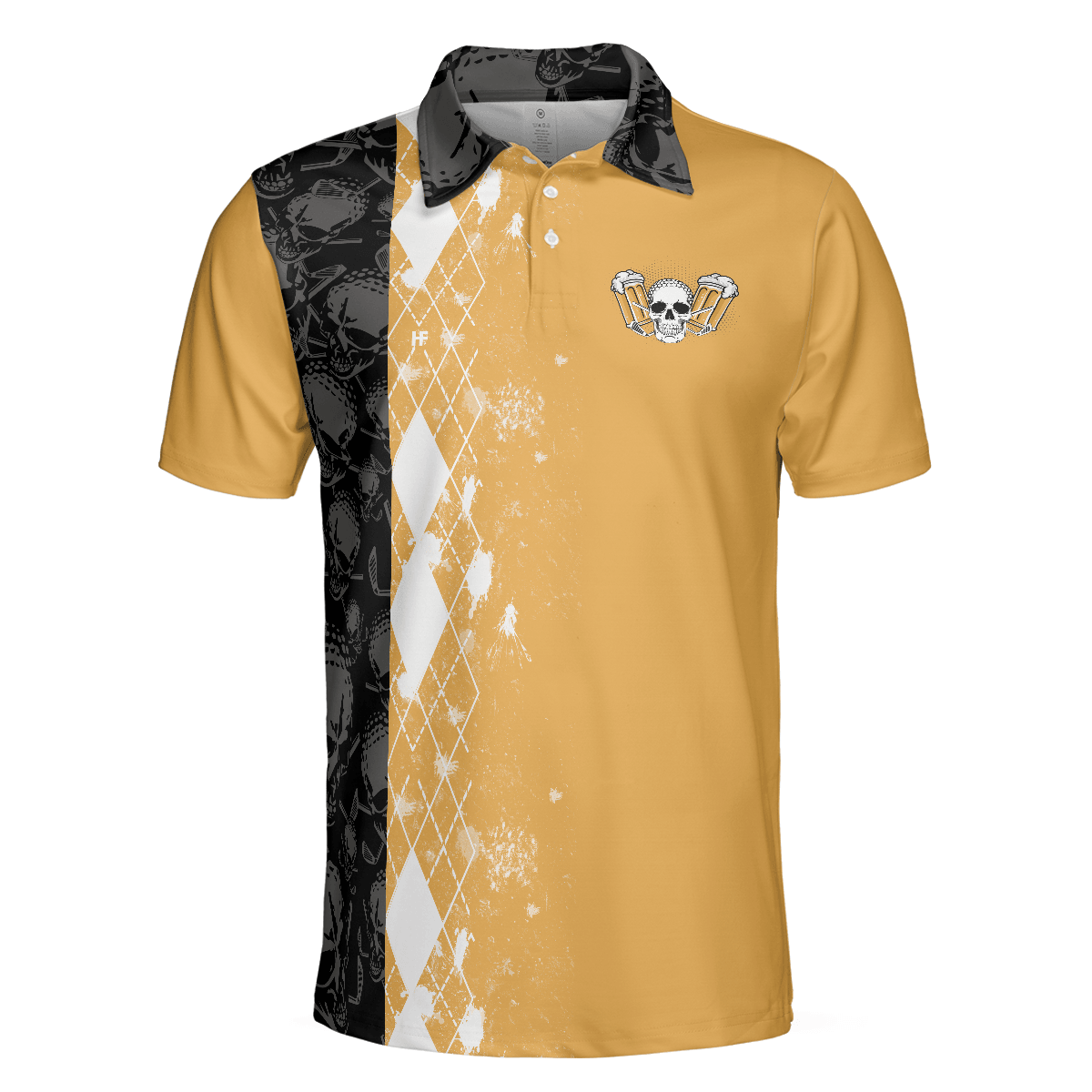 Golf Men Polo Shirt, Skull Drink Beer And Play Golf, A Man Cannot Survive On Beer Polo Shirt For Men - Gift For Golfers, Golf Lovers, Beer Lovers - Amzanimalsgift