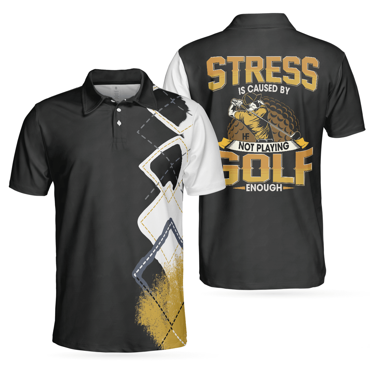 Golf Men Polo Shirt, Stress Is Caused Polo Shirt, Best Argyle Pattern Golf Shirt For Men, Colorful Golf Shirt - Perfect Gift For Men, Golfers - Amzanimalsgift