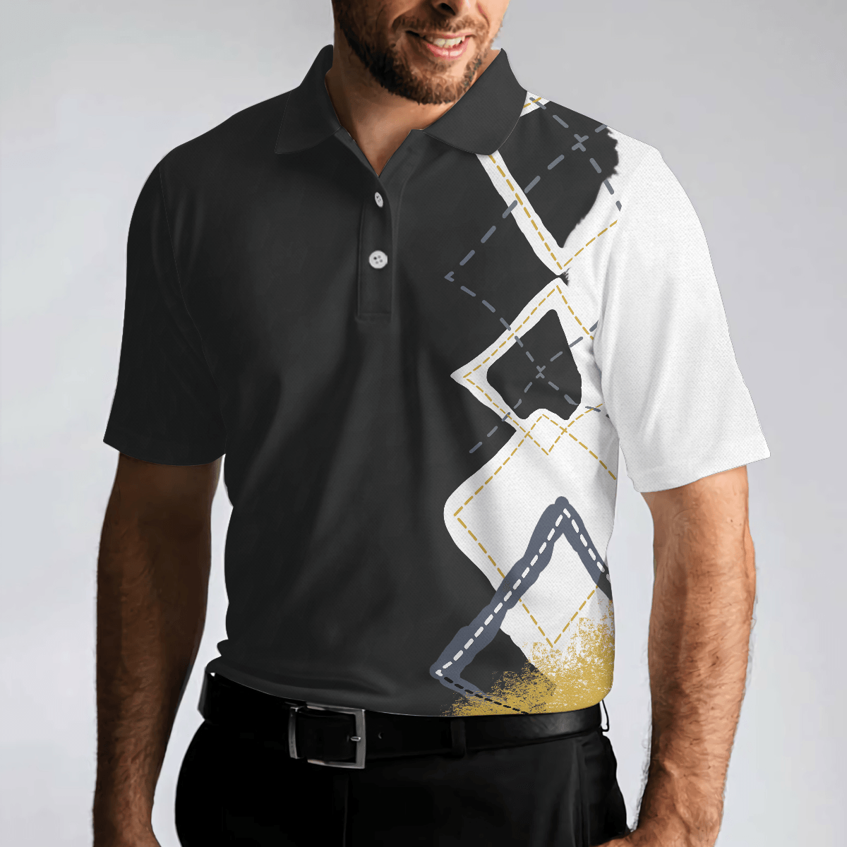 Golf Men Polo Shirt, Stress Is Caused Polo Shirt, Best Argyle Pattern Golf Shirt For Men, Colorful Golf Shirt - Perfect Gift For Men, Golfers - Amzanimalsgift
