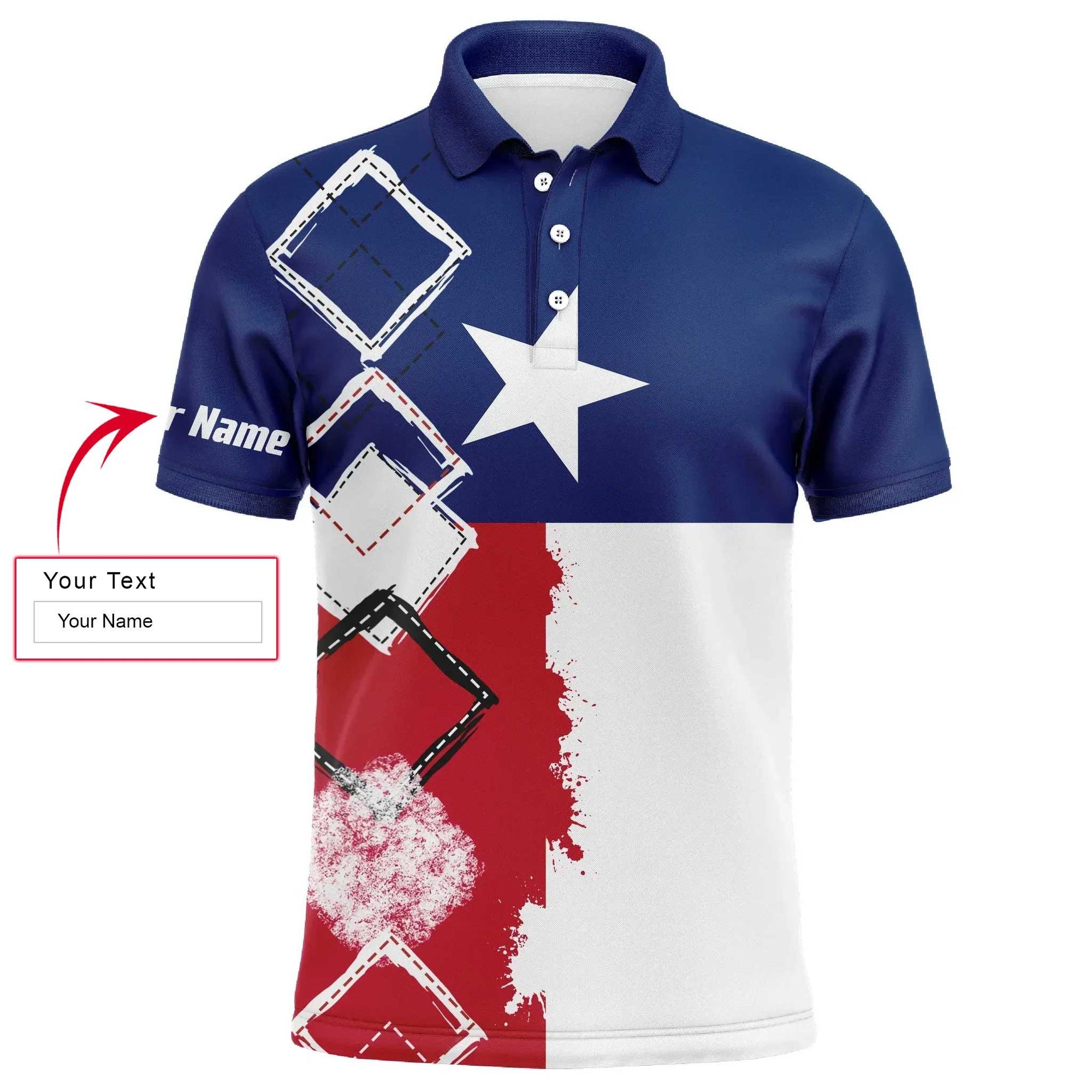 Golf Men Polo Shirt - Texas Flag Patriot Custom Name Apparel Men Golf Polo Shirt - Personalized Gift For Golf Lover, Team - Amzanimalsgift