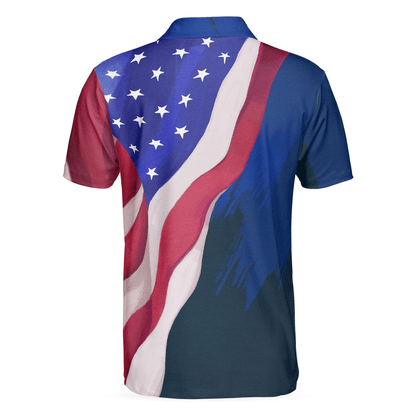 Golf Men Polo Shirt, Watercolor American Flag Short Sleeve Men Polo Shirt - Perfect Gift For Men, Golfers - Amzanimalsgift