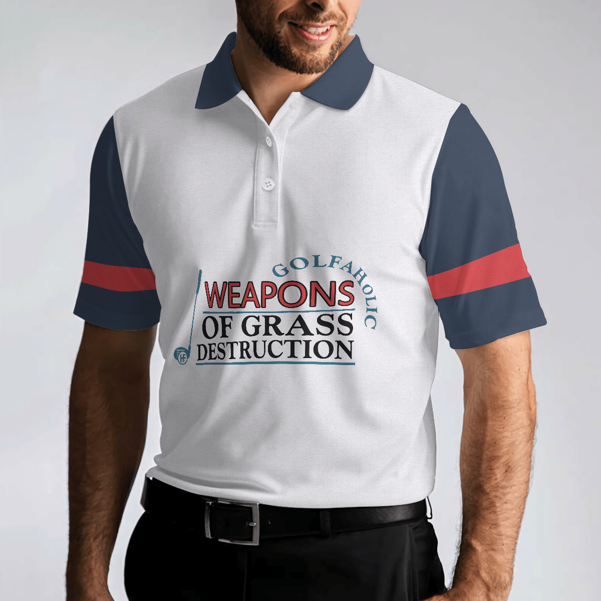 Golf Men Polo Shirt, Weapons Of Grass Destruction Short Sleeve Polo Shirt, Golfaholic Polo Shirt - Best Golf Shirt For Men, Golfers - Amzanimalsgift
