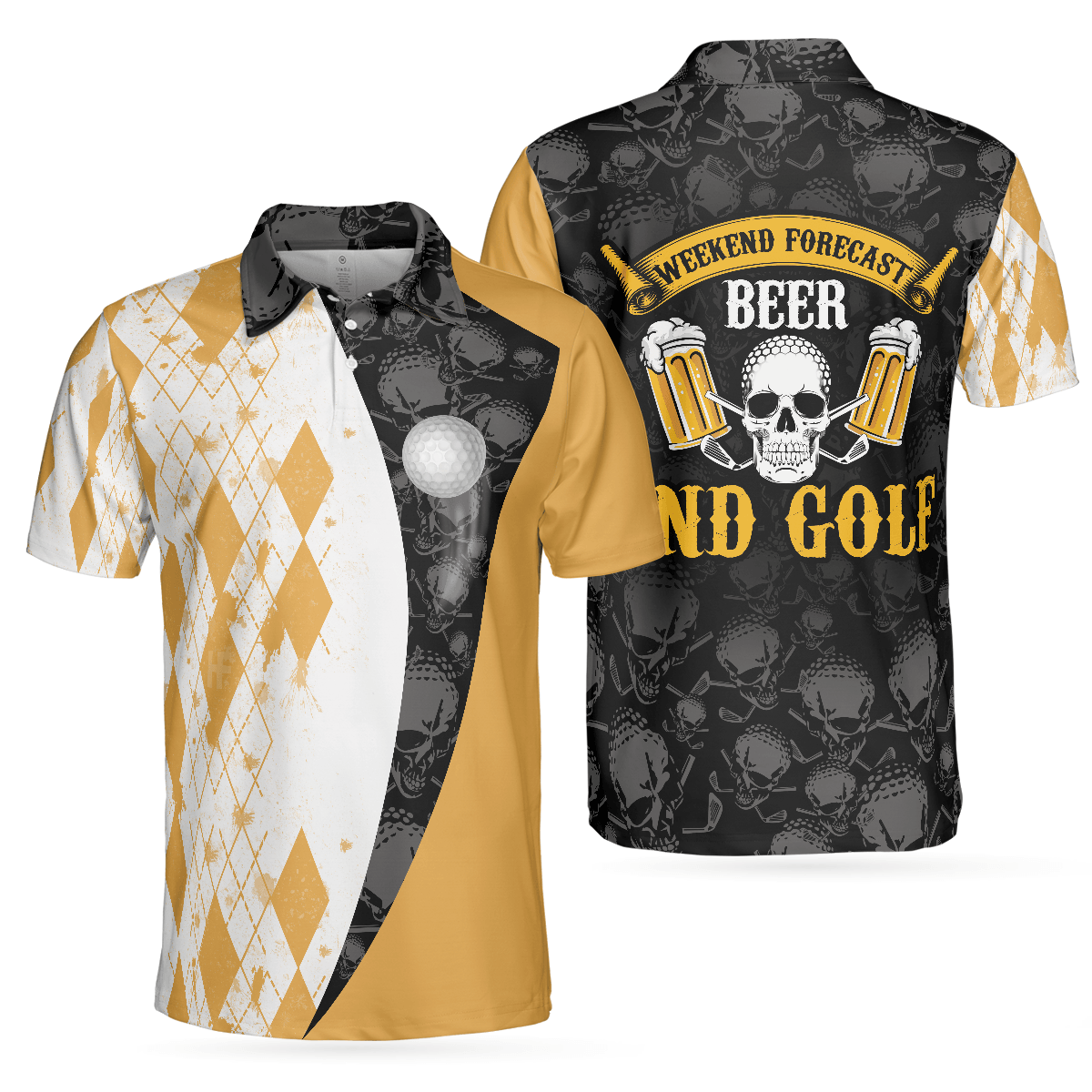 Golf Men Polo Shirt, Weekend Forecast Beer With Skeleton Men Golf Polo Shirt - Perfect Gift For Men, Golfers - Amzanimalsgift