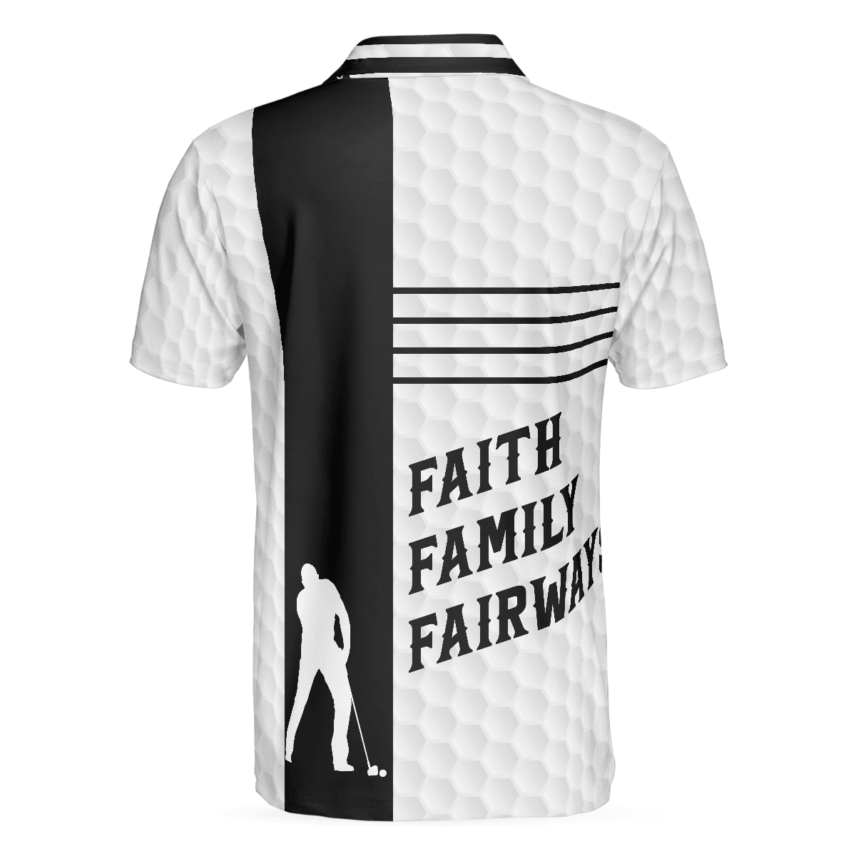 Golf Men Polo Shirts, Black And White Polo Shirts, Faith Family Fairways American Flag Golf Shirt For Men, Gift For Golfers, Golf Lovers - Amzanimalsgift