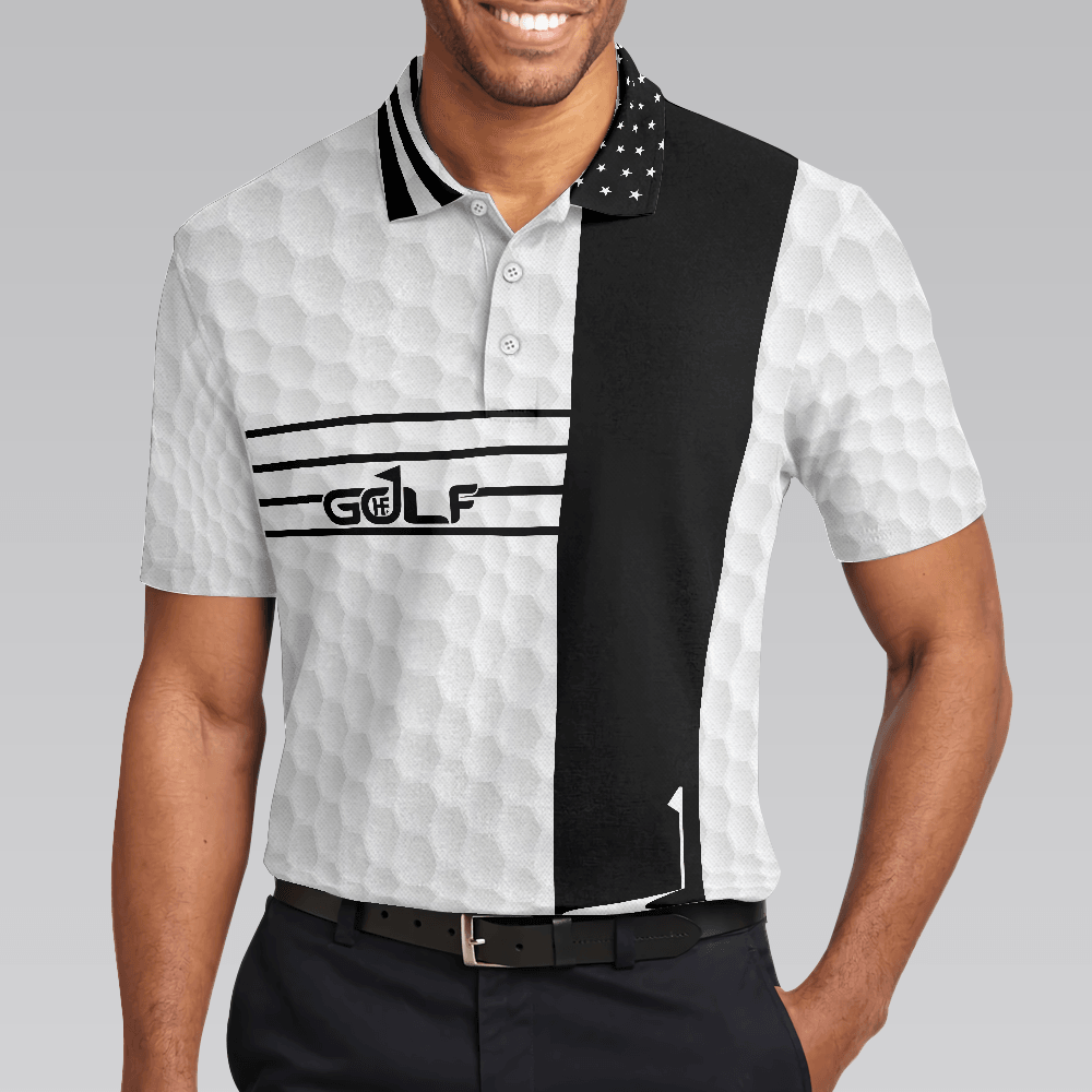 Golf Men Polo Shirts, Black And White Polo Shirts, Faith Family Fairways American Flag Golf Shirt For Men, Gift For Golfers, Golf Lovers - Amzanimalsgift
