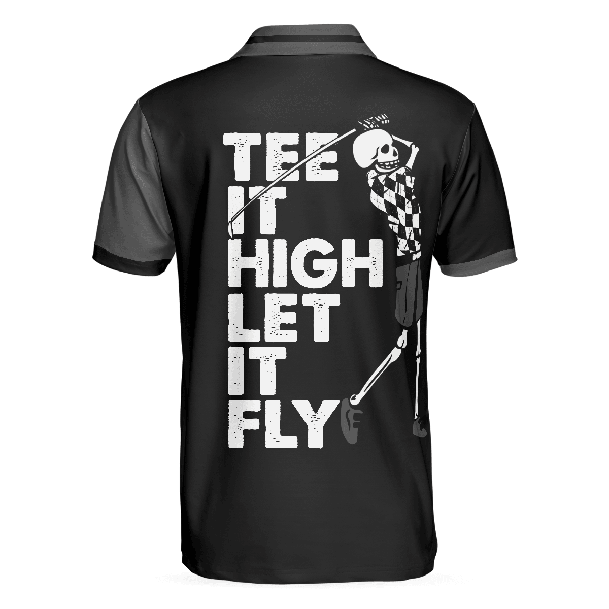 Golf Men Polo Shirts - Black Argyle Pattern Skull Play Golf Tee It High Let It Fly Men Polo Shirts - Perfect Gift For Men, Golfers, Golf Lover - Amzanimalsgift