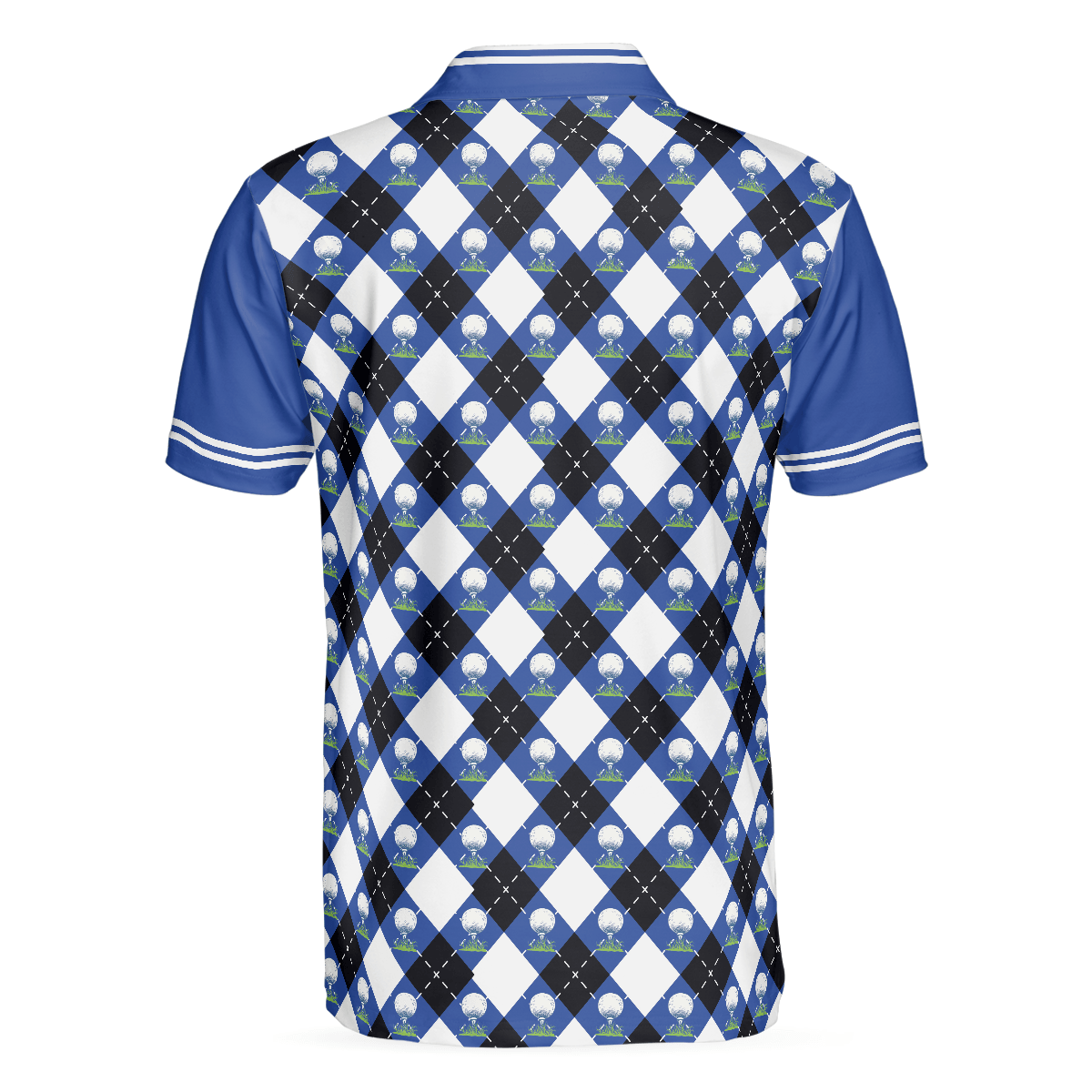 Golf Men Polo Shirts - Blue Argyle Pattern Your Hole Is My Goal Golf Polo Shirt, - Perfect Gift For Men, Golfers, Golf Lover - Amzanimalsgift