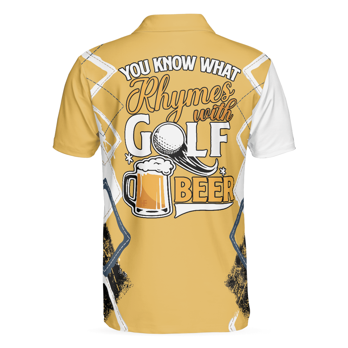 Golf Men Polo Shirts - Funny Skeleton Argyle Pattern You Know What Rhymes With Golf Beer Golf Men Polo Shirts - Perfect Gift For Men, Golfers - Amzanimalsgift