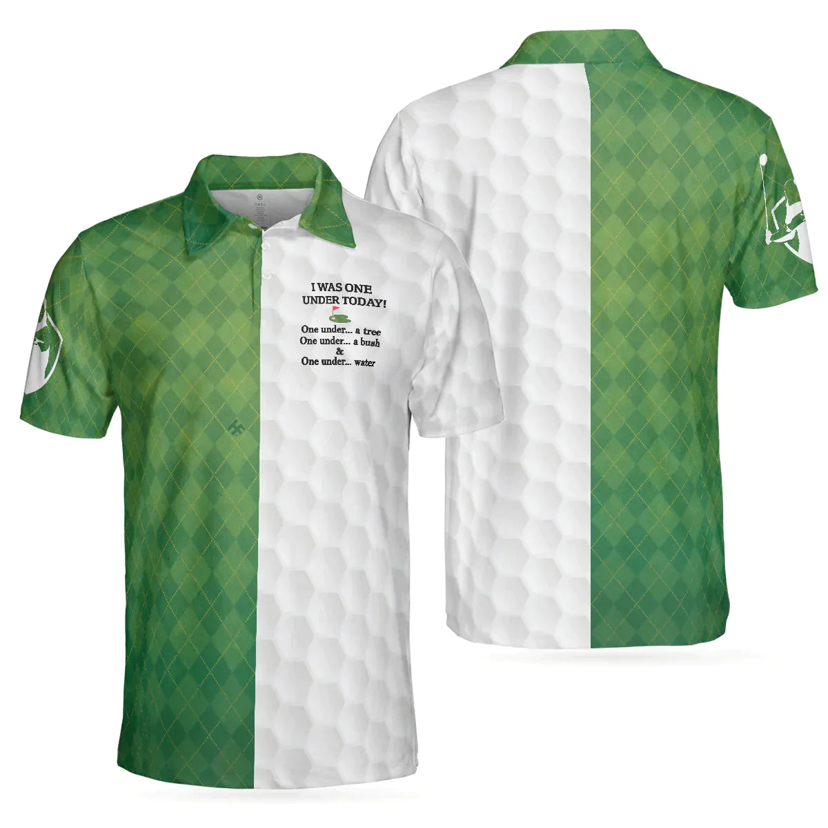 Golf Men Polo Shirts - Golf Green Argyle Pattern I Was One Under Today Men Polo Shirts - Perfect Gift For Men, Golfers, Golf Lover, Male Players - Amzanimalsgift