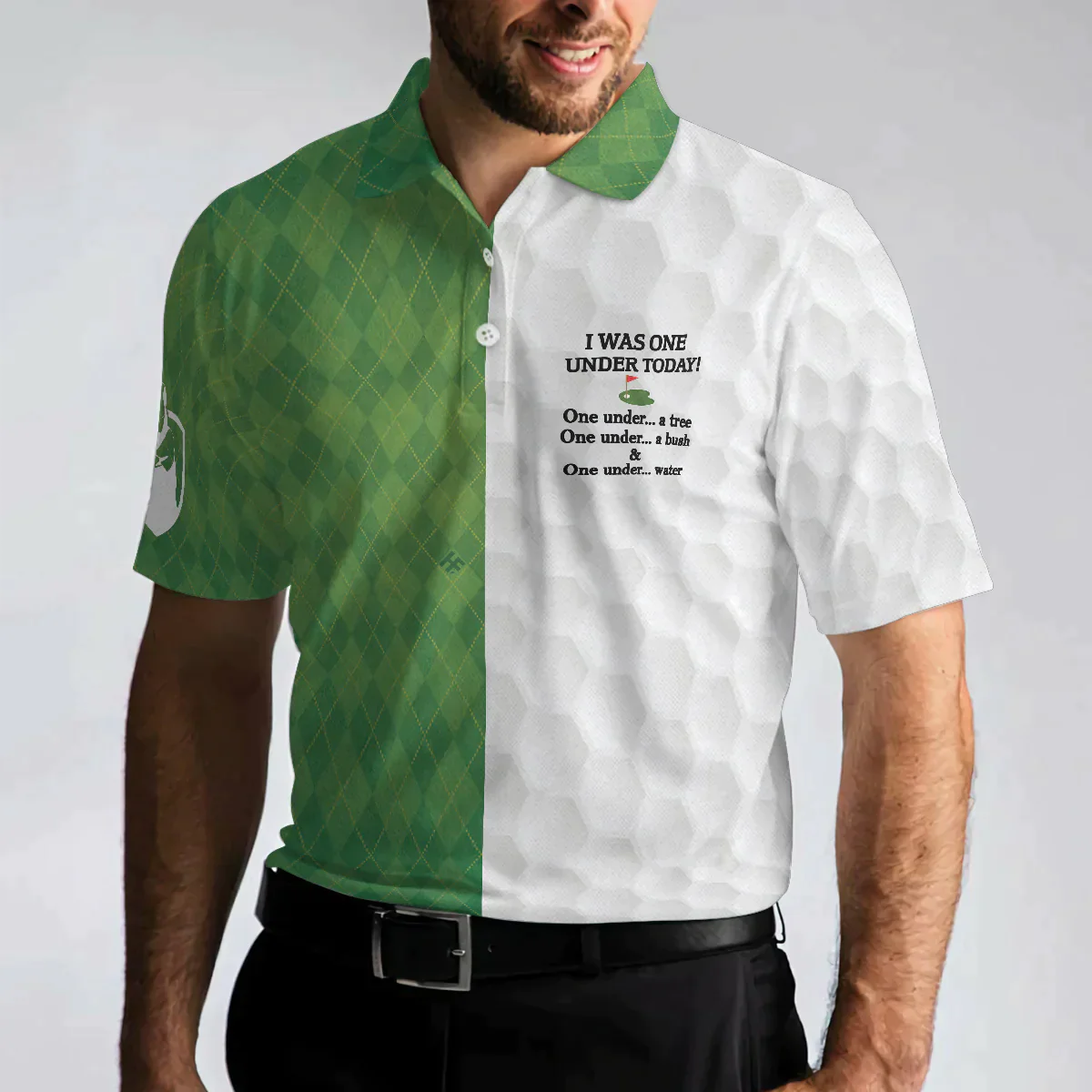 Golf Men Polo Shirts - Golf Green Argyle Pattern I Was One Under Today Men Polo Shirts - Perfect Gift For Men, Golfers, Golf Lover, Male Players - Amzanimalsgift