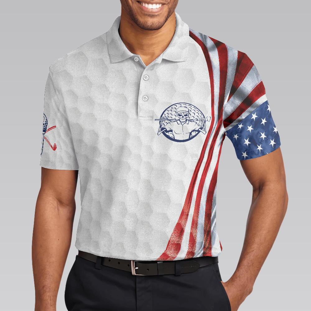 Golf Men Polo Shirts - Golf Pattern Skeleton Golfer American Flag The Day I Stop Golfing Men Polo Shirts - Perfect Gift For Men, Golfers, Golf Lover - Amzanimalsgift
