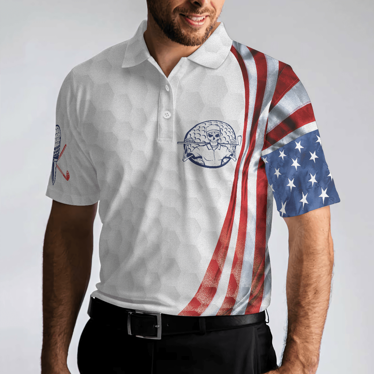 Golf Men Polo Shirts - Golf Pattern Skeleton Golfer American Flag The Day I Stop Golfing Men Polo Shirts - Perfect Gift For Men, Golfers, Golf Lover - Amzanimalsgift
