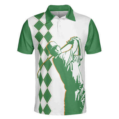 Golf Men Polo Shirts - Green Argyle Pattern I Play Golf And I Forget Things Men Polo Shirts - Perfect Gift For Men, Golfers, Golf Lover - Amzanimalsgift