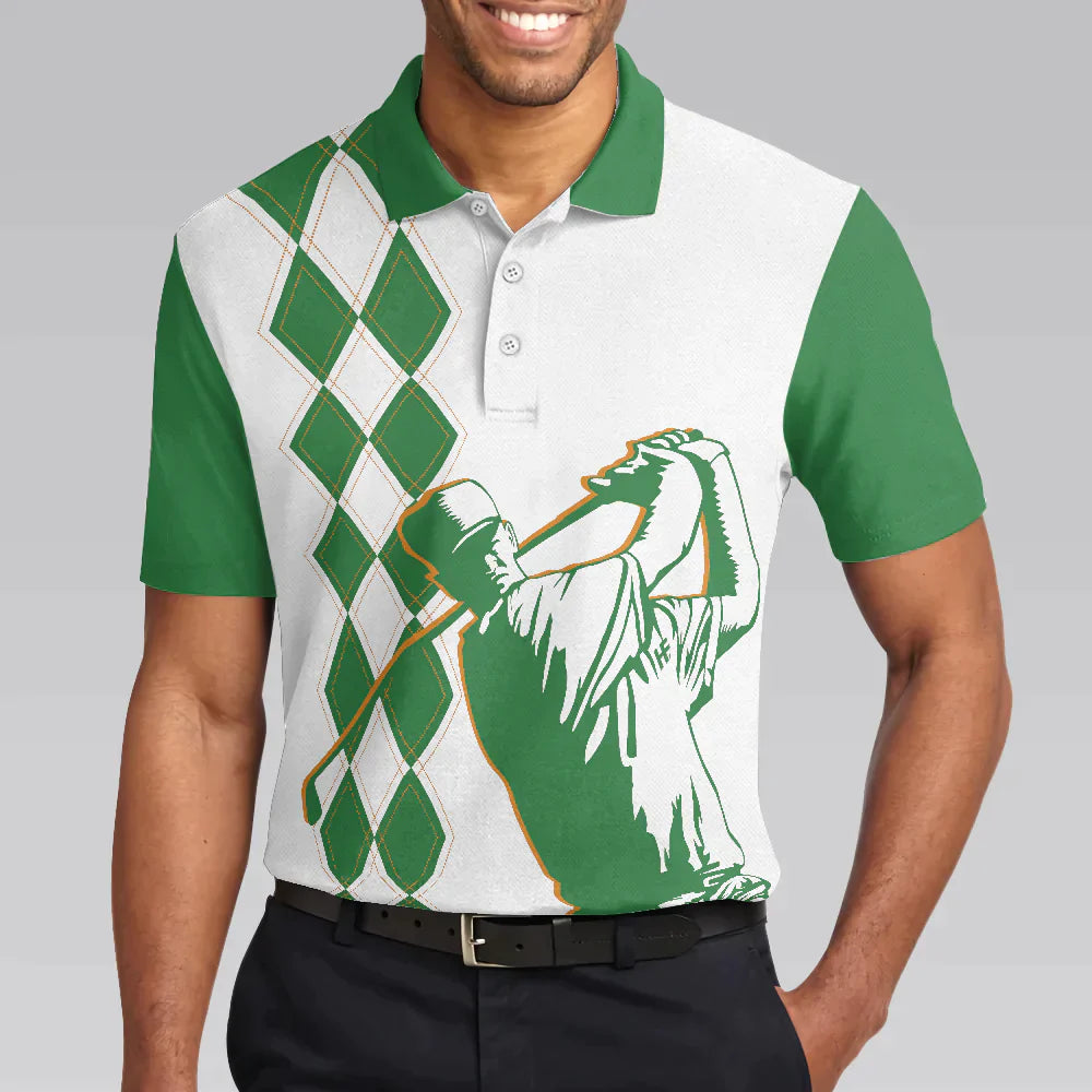 Golf Men Polo Shirts - Green Argyle Pattern I Play Golf And I Forget Things Men Polo Shirts - Perfect Gift For Men, Golfers, Golf Lover - Amzanimalsgift