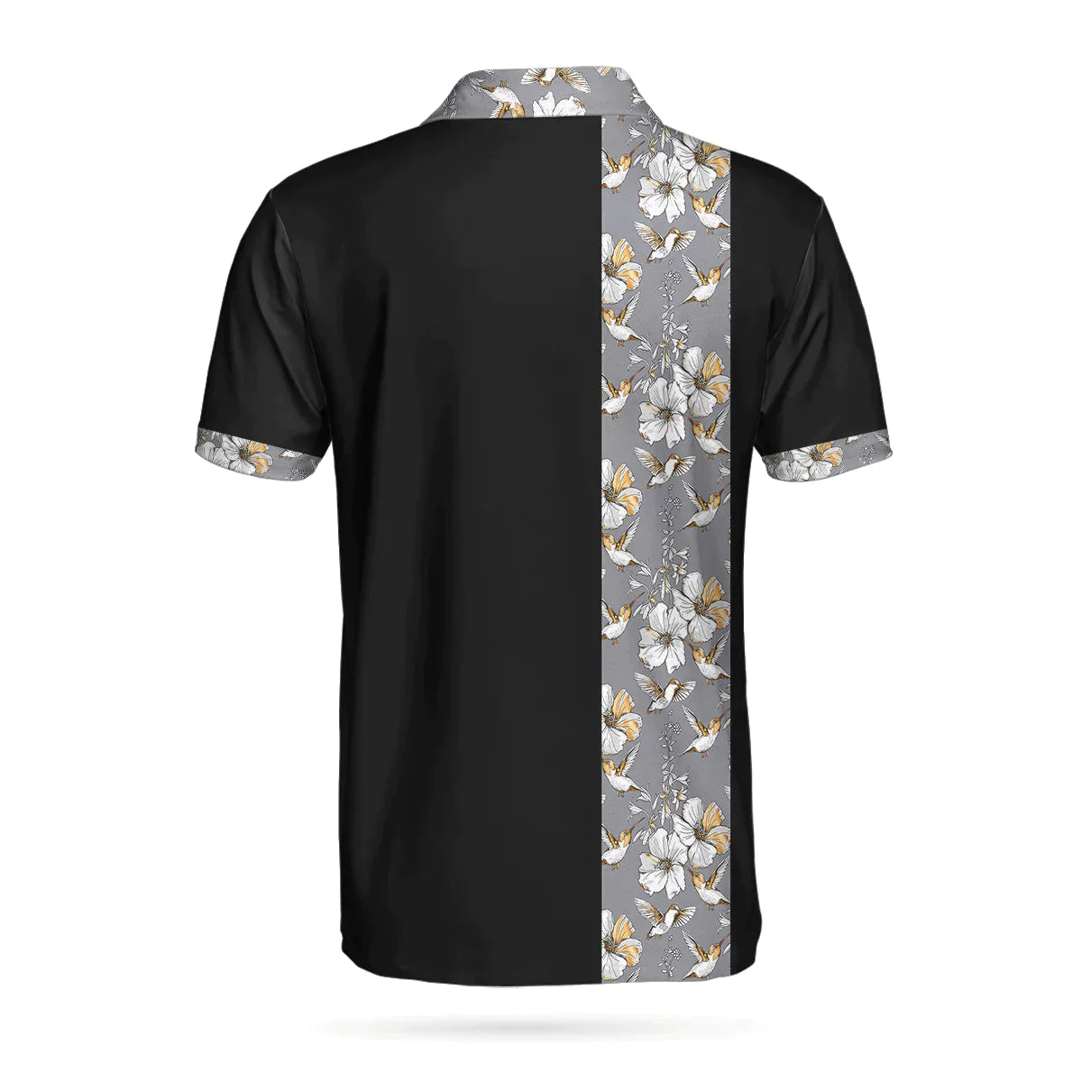 Golf Men Polo Shirts - Luxury Golden Skull, Ash Floral Pattern Black Background Men Polo Shirts - Perfect Gift For Men, Golfers, Golf Lover - Amzanimalsgift